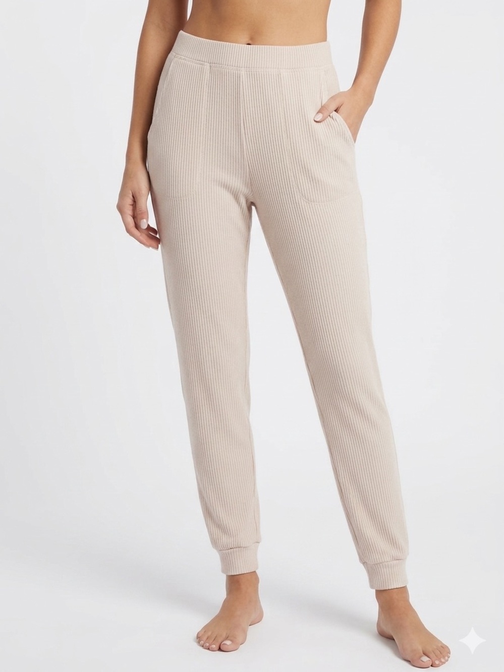 Monrow Ribbed Knit Lounge Jogger Pants Soft Relaxed Sweatpants Size M Travel